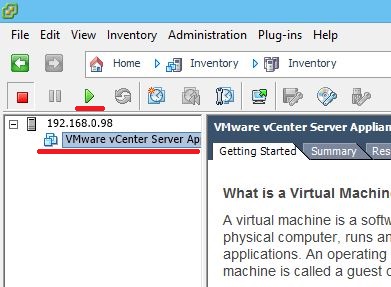 VMware vCenter Server запуск